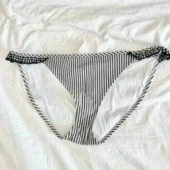 Aerie Striped Bikini Bottoms Ruffle Trim Swim Bottoms Beach Summer S - Picture 3 of 4